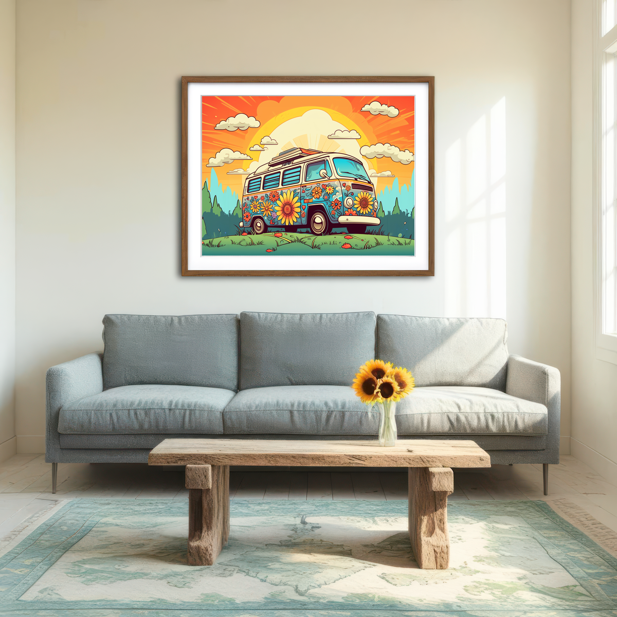 AUTO-MOCKUP ROOM | Hippie Bus Wall Art
