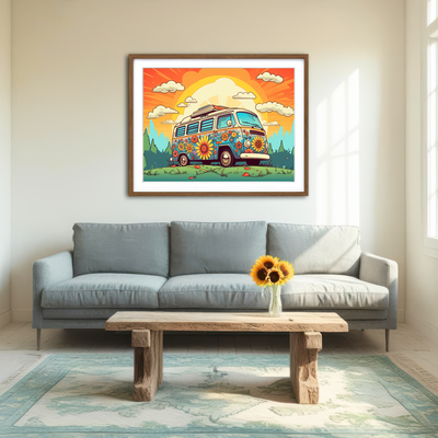 AUTO-MOCKUP ROOM | Hippie Bus Wall Art