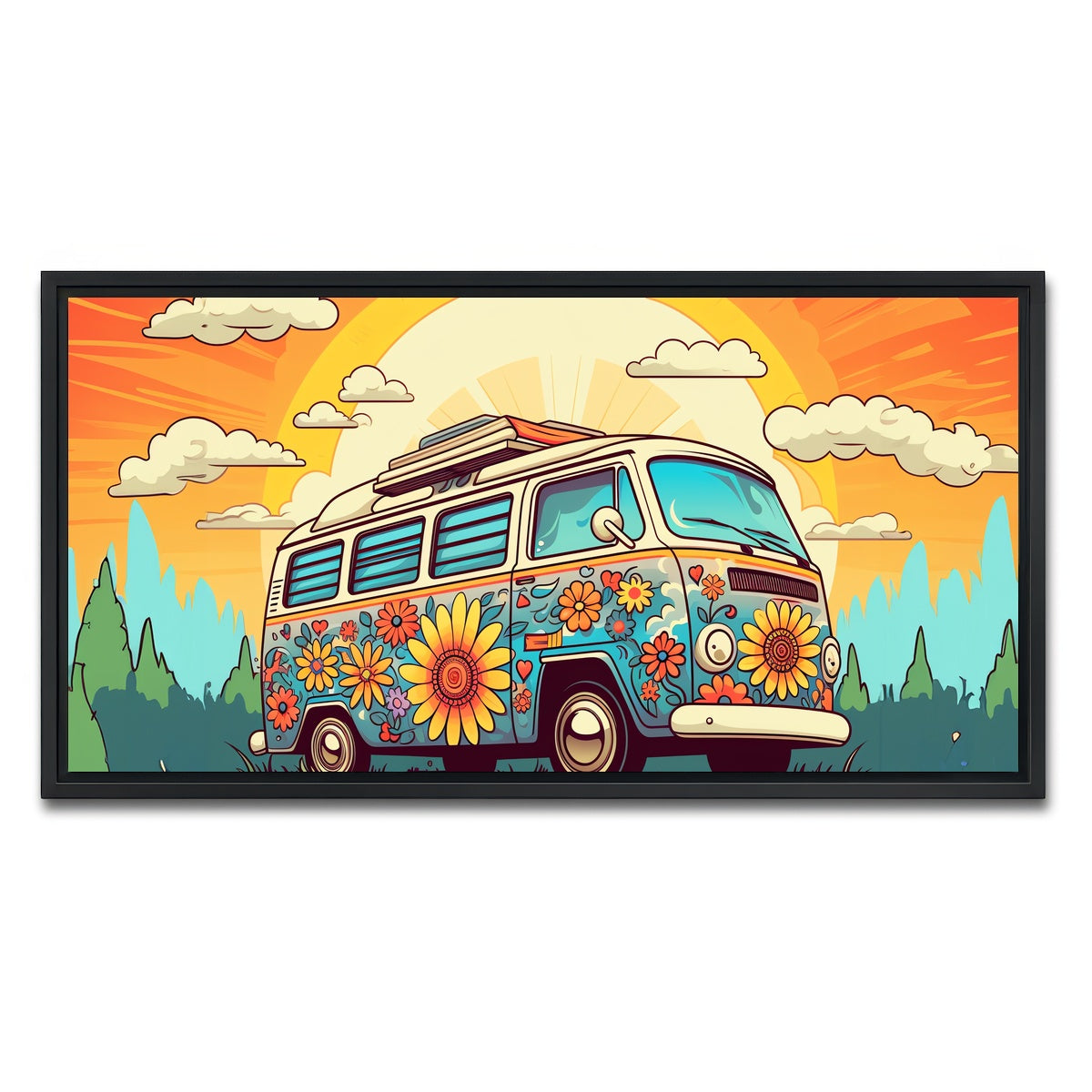 AUTO-MOCKUP WHITE | Hippie Bus | 1 Piece | Black Framed Canvas | group=2x1