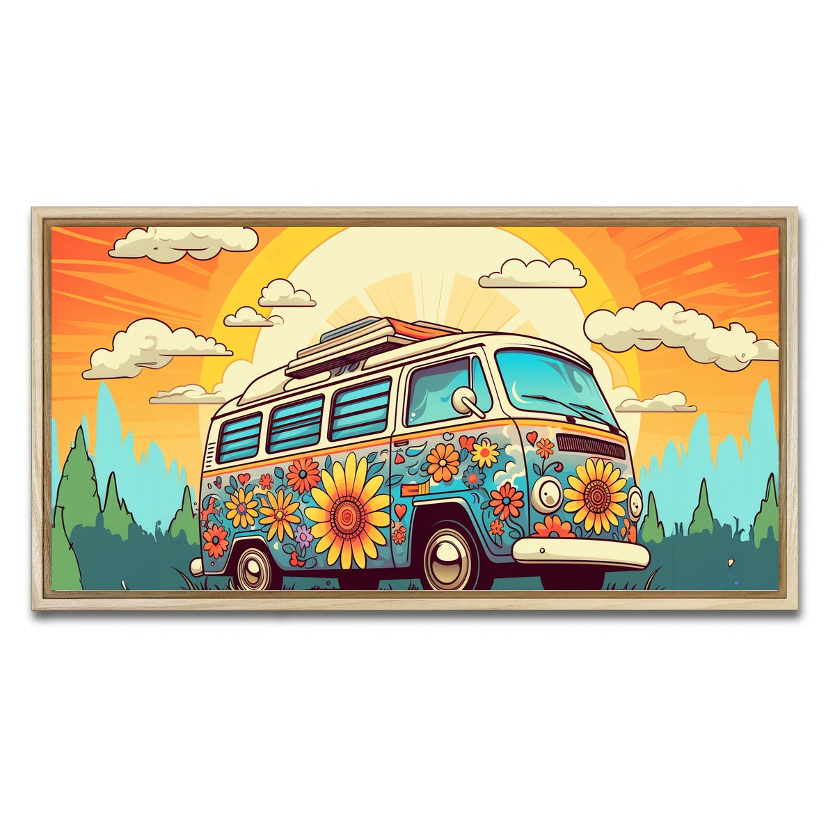AUTO-MOCKUP WHITE | Hippie Bus | 1 Piece | Natural Framed Canvas | group=2x1