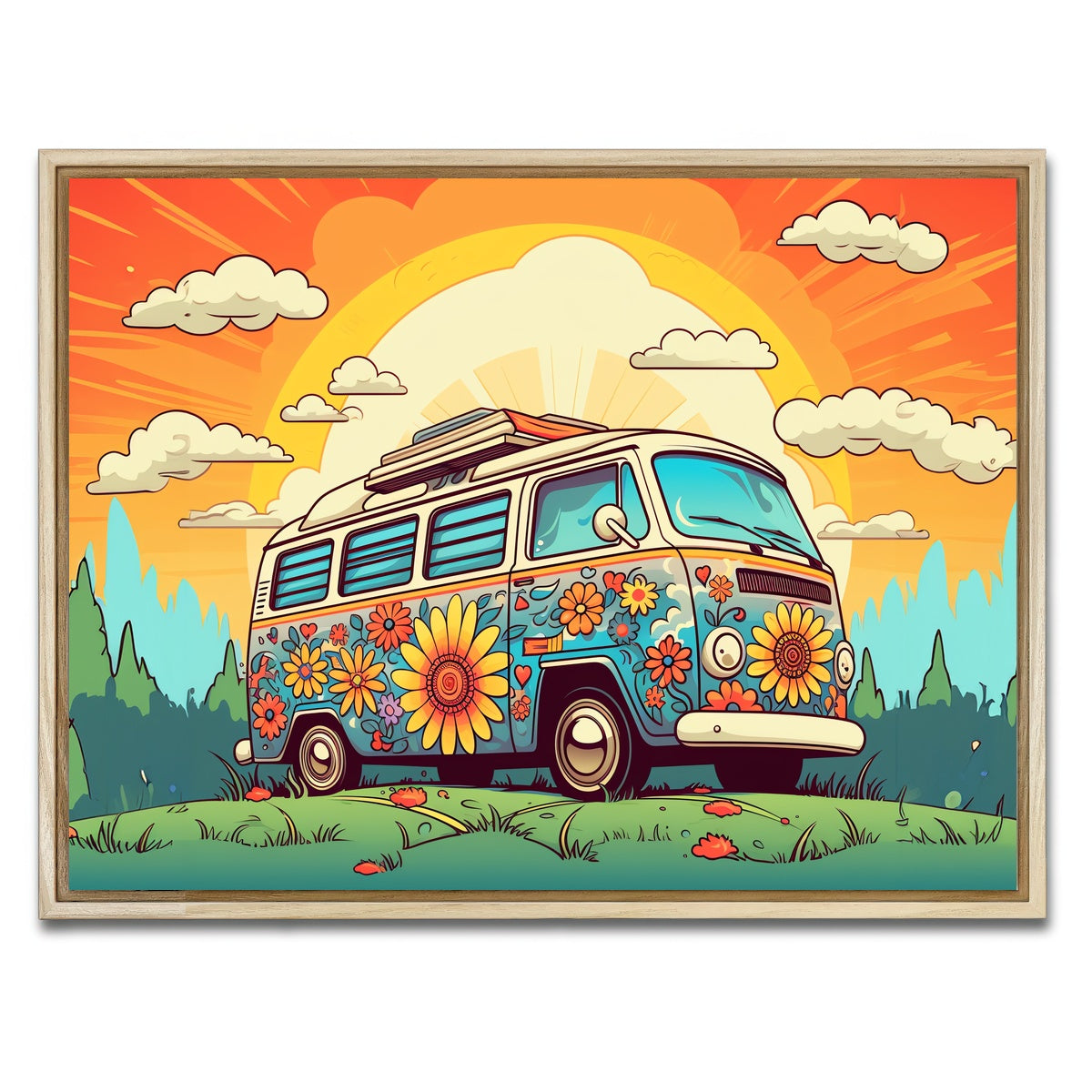 AUTO-MOCKUP WHITE | Hippie Bus | 1 Piece | Natural Framed Canvas | group=4x3