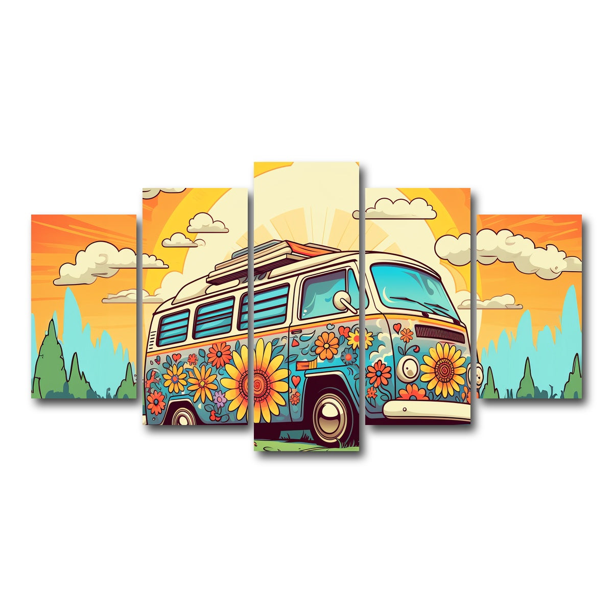 AUTO-MOCKUP WHITE | Hippie Bus | 5 Piece | Gallery Wrap Canvas | group=5_normal