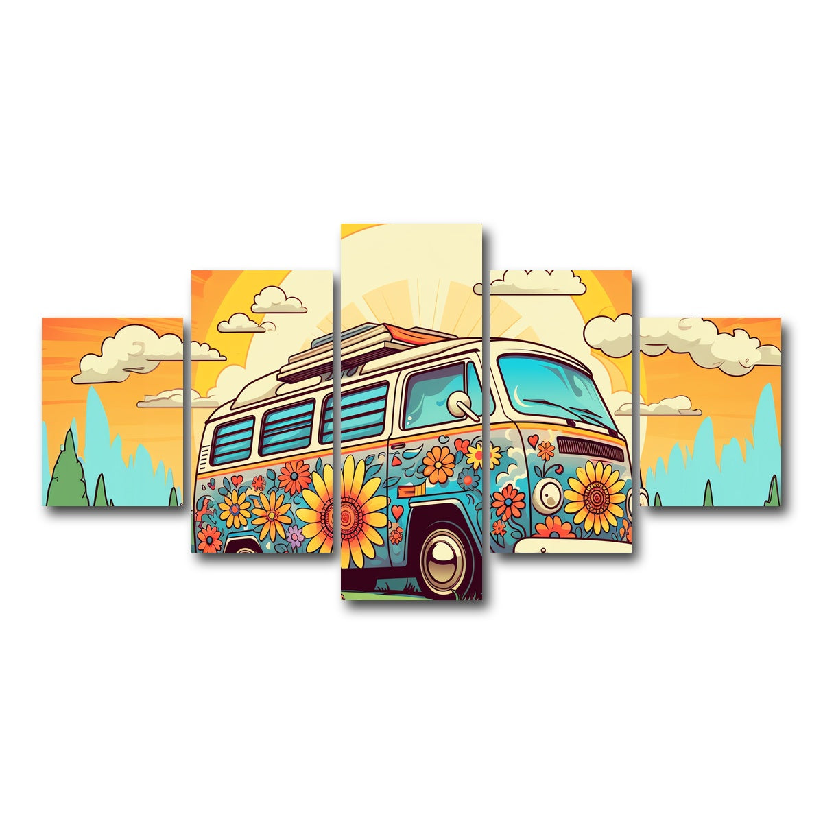 AUTO-MOCKUP WHITE | Hippie Bus | 5 Piece | Gallery Wrap Canvas | group=5_short