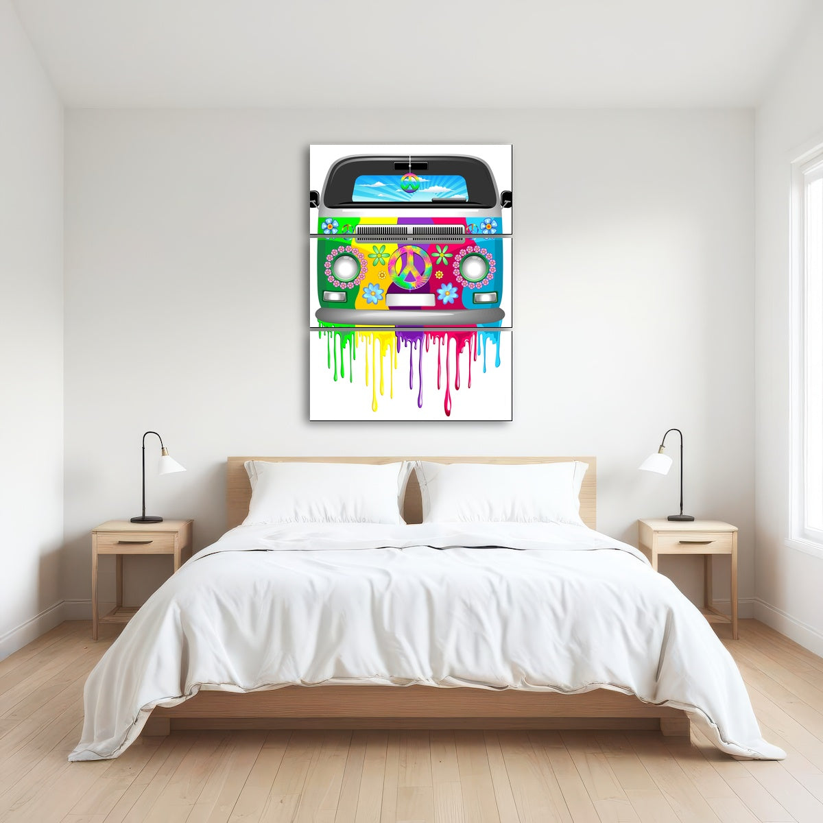 AUTO-MOCKUP ROOM | Hippie Bus with Dripping Rainbow Paint