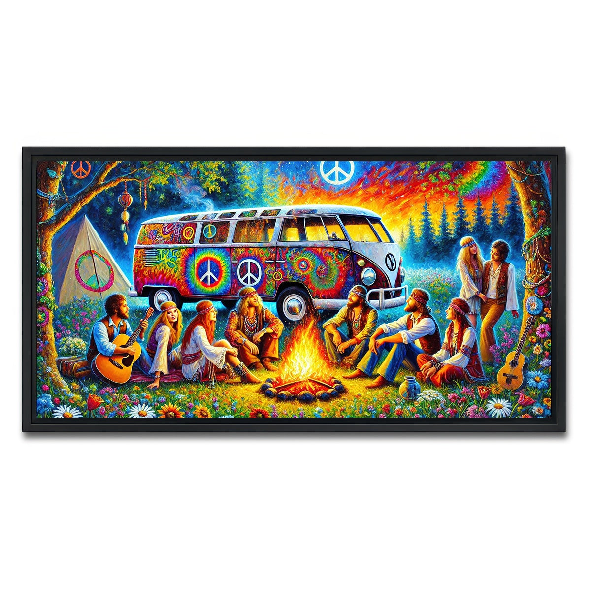 AUTO-MOCKUP WHITE | Hippie Campfire | 1 Piece | Black Framed Canvas | group=2x1