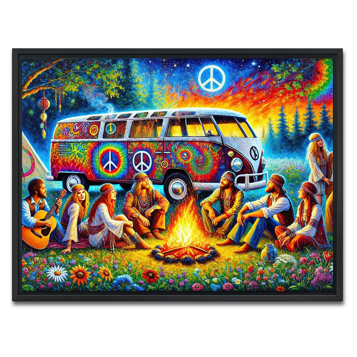 AUTO-MOCKUP WHITE | Hippie Campfire | 1 Piece | Black Framed Canvas | group=4x3