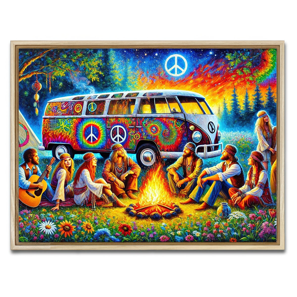 AUTO-MOCKUP WHITE | Hippie Campfire | 1 Piece | Natural Framed Canvas | group=4x3