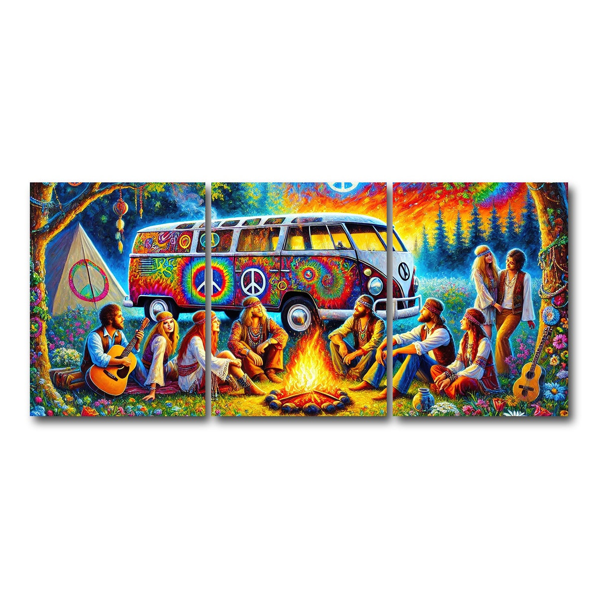 AUTO-MOCKUP WHITE | Hippie Campfire | 3 Piece | Gallery Wrap Canvas | group=18x24