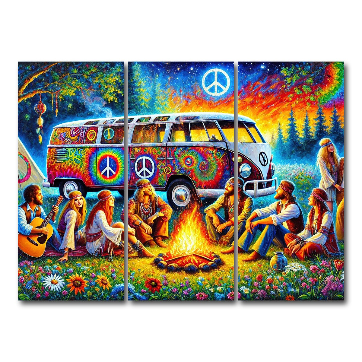 AUTO-MOCKUP WHITE | Hippie Campfire | 3 Piece | Gallery Wrap Canvas | group=8x18