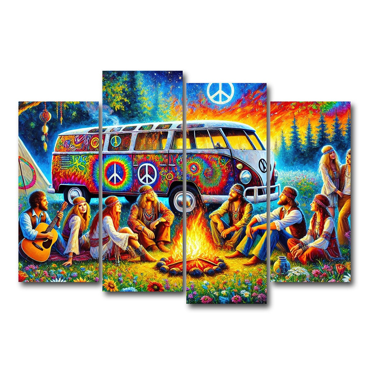 AUTO-MOCKUP WHITE | Hippie Campfire | 4 Piece | Gallery Wrap Canvas | group=4_normal