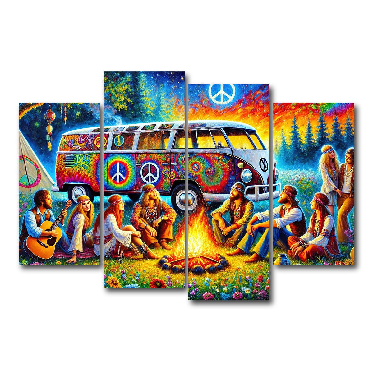 AUTO-MOCKUP WHITE | Hippie Campfire | 4 Piece | Gallery Wrap Canvas | group=4_short