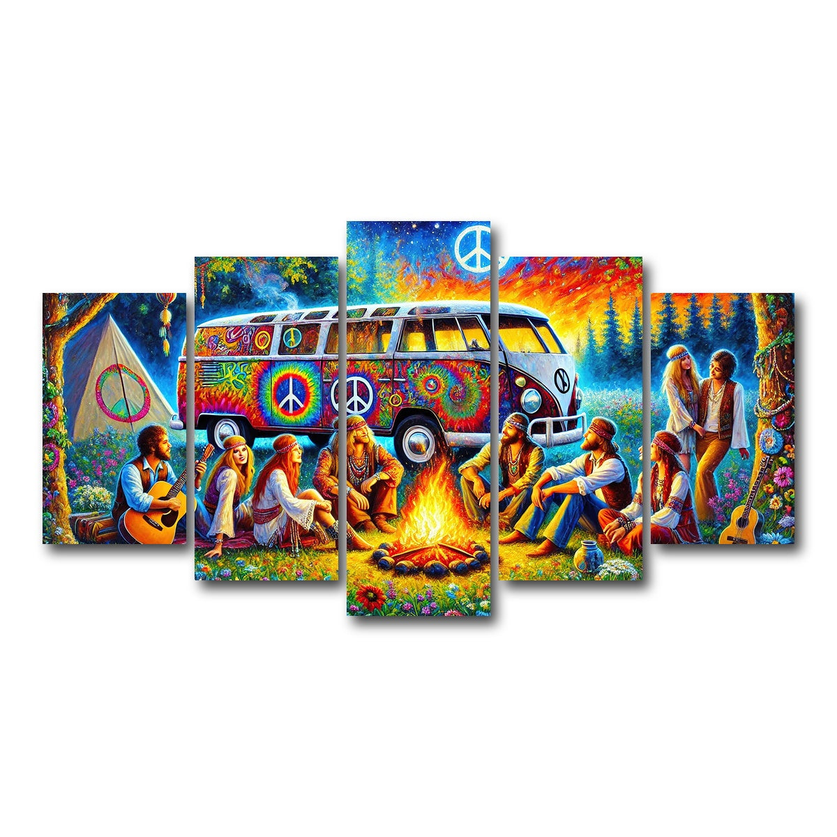 AUTO-MOCKUP WHITE | Hippie Campfire | 5 Piece | Gallery Wrap Canvas | group=5_normal