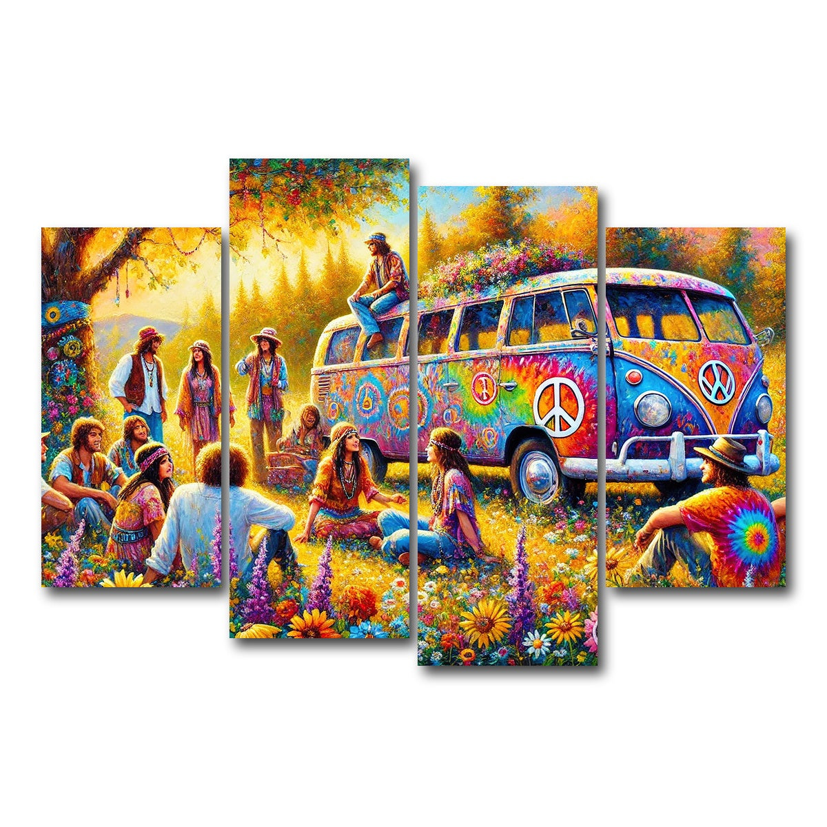 AUTO-MOCKUP WHITE | Hippie Life | 4 Piece | Gallery Wrap Canvas | group=4_short