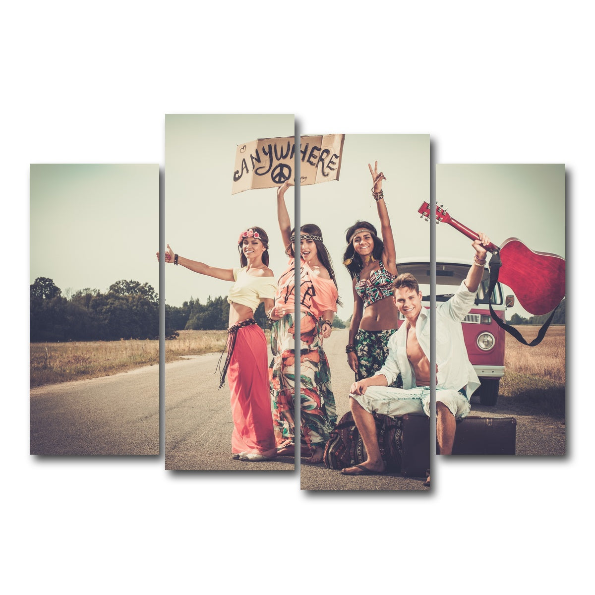 AUTO-MOCKUP WHITE | Hippie Road Trip | 4 Piece | Gallery Wrap Canvas | group=4_normal