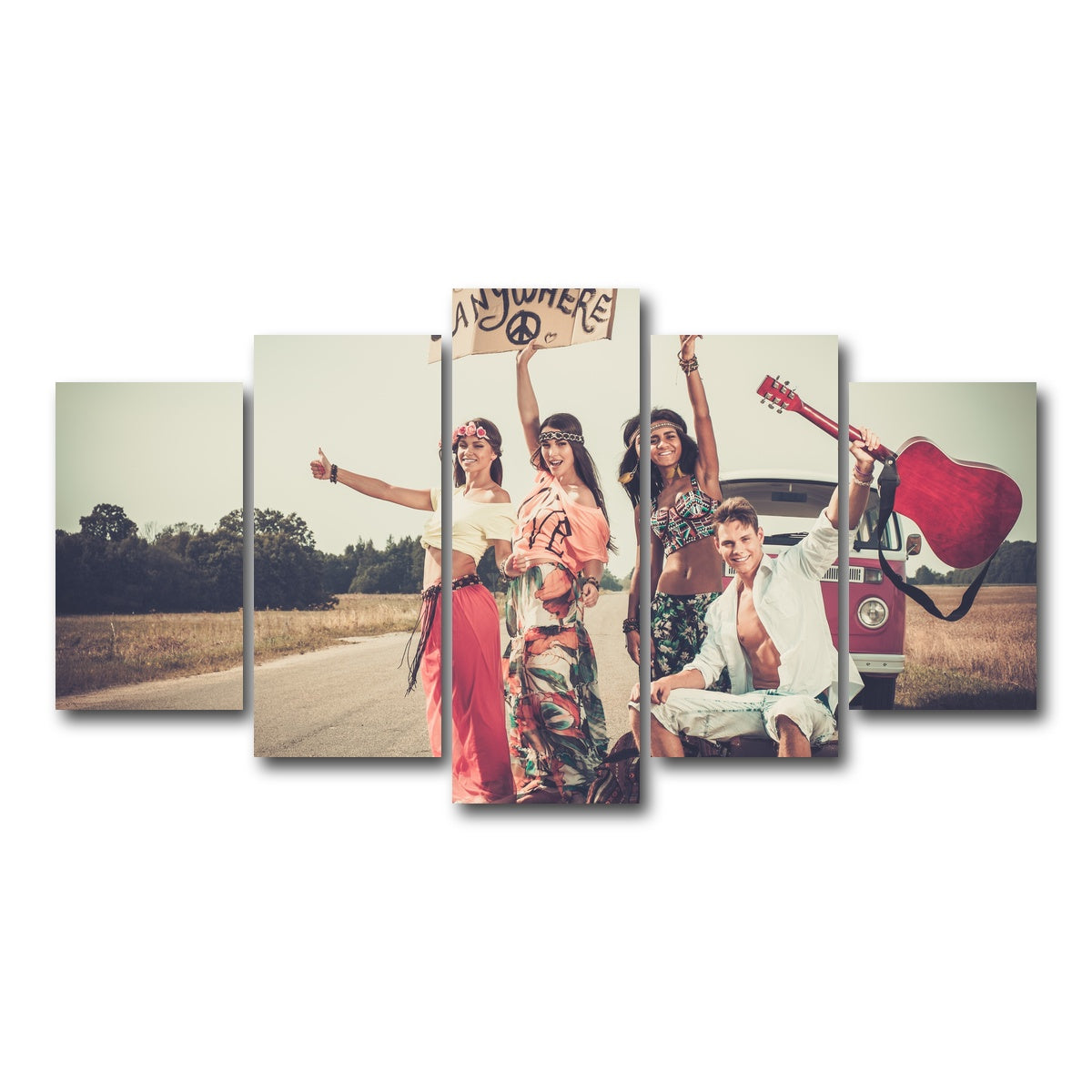 AUTO-MOCKUP WHITE | Hippie Road Trip | 5 Piece | Gallery Wrap Canvas | group=5_normal