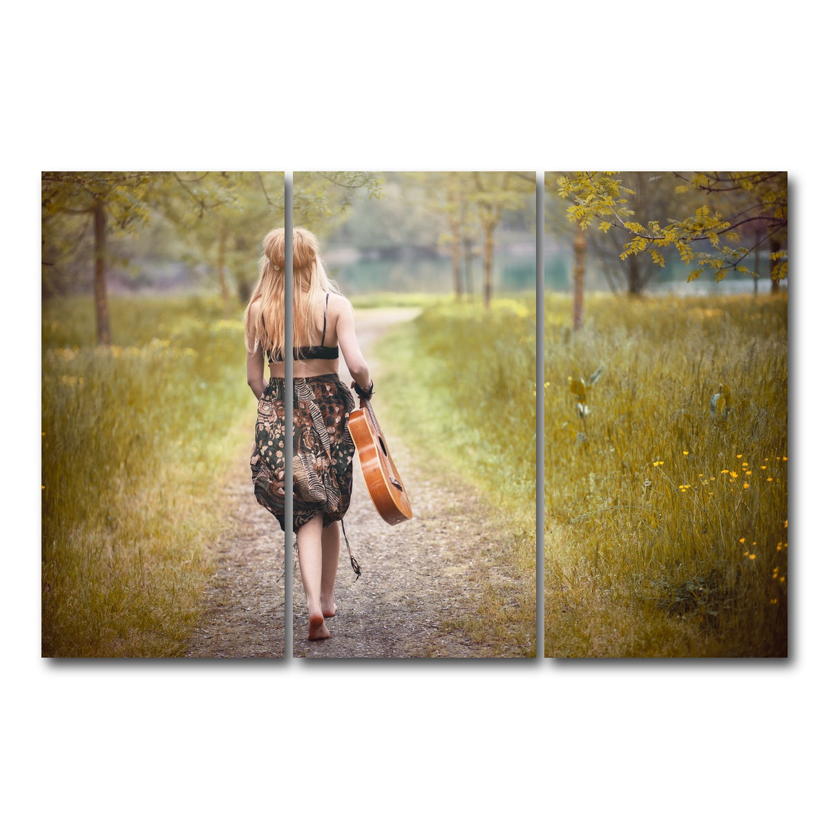 AUTO-MOCKUP WHITE | Hippie woman | 3 Piece | Gallery Wrap Canvas | group=12x24
