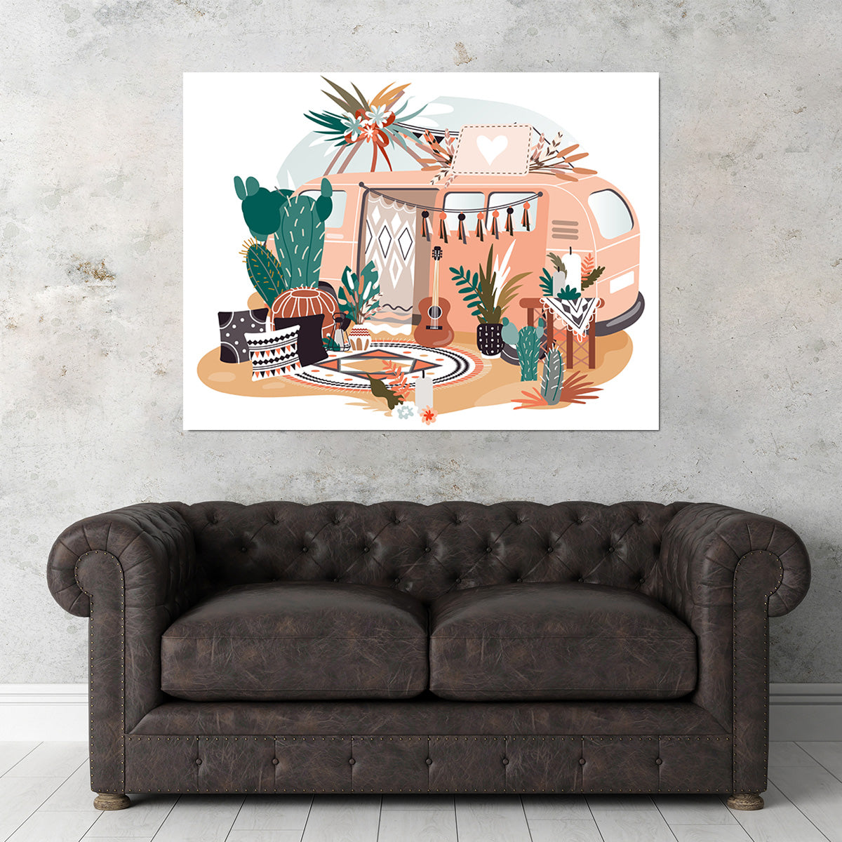 Hippie van in boho style Wall Art