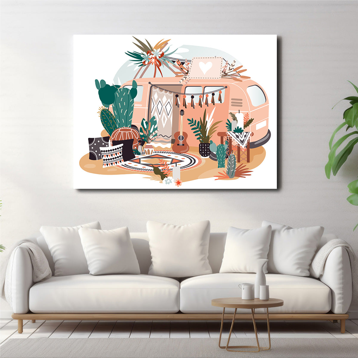 Hippie van in boho style Wall Art