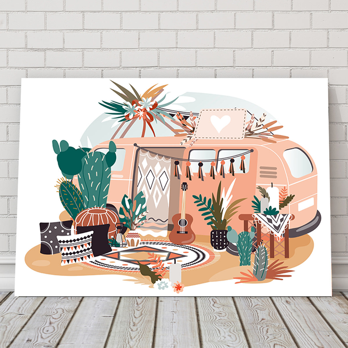 Hippie van in boho style Wall Art