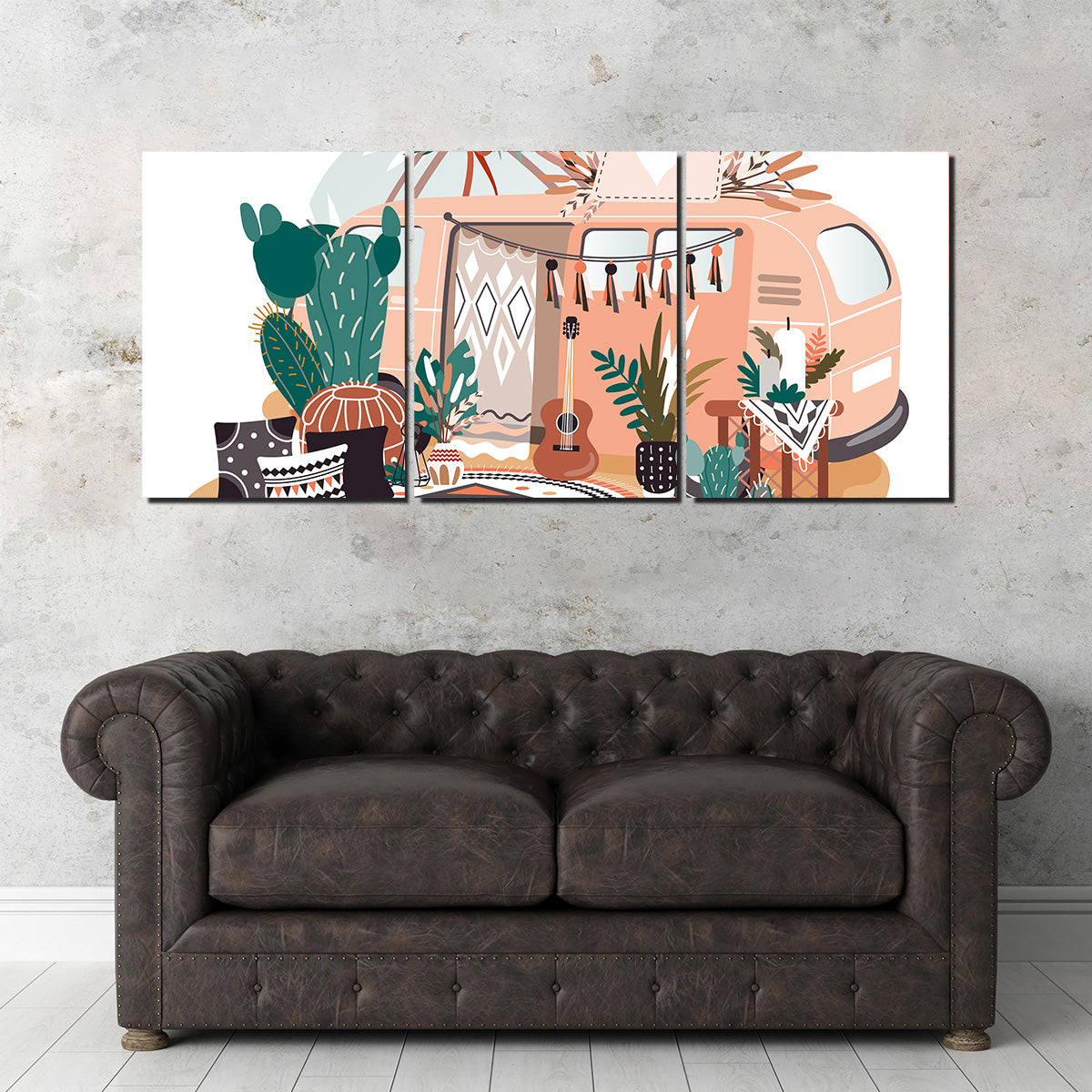 Hippie van in boho style Wall Art