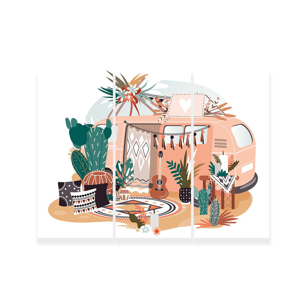 Hippie van in boho style Wall Art