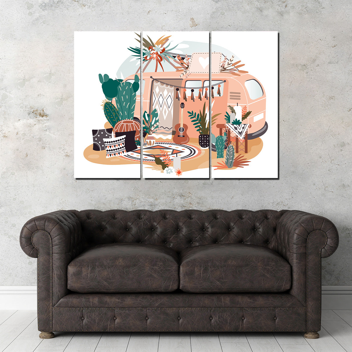 Hippie van in boho style Wall Art