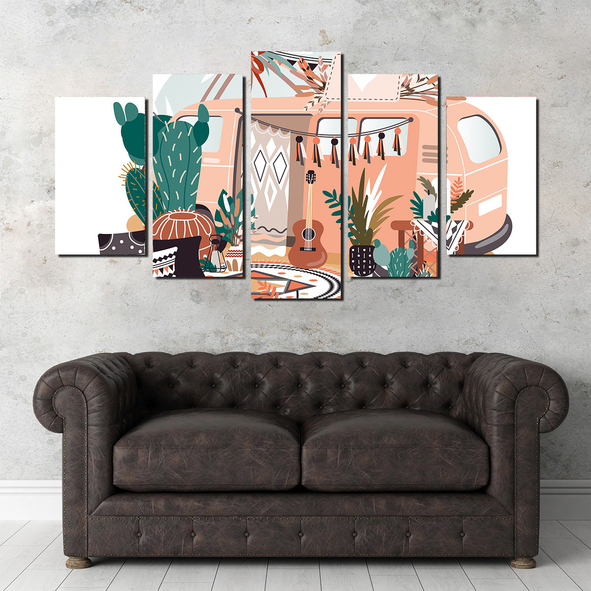 Hippie van in boho style Wall Art