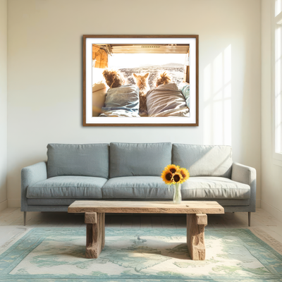 AUTO-MOCKUP ROOM | Hipster Couple with Cute Dog Wall Art