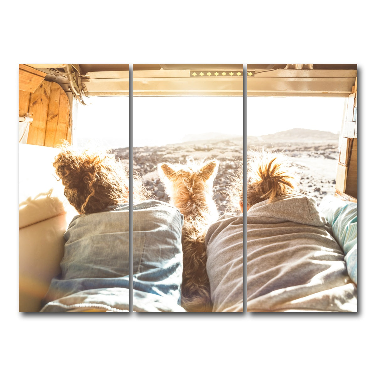 AUTO-MOCKUP WHITE | Hipster couple with cute dog | 3 Piece | Gallery Wrap Canvas | group=8x18