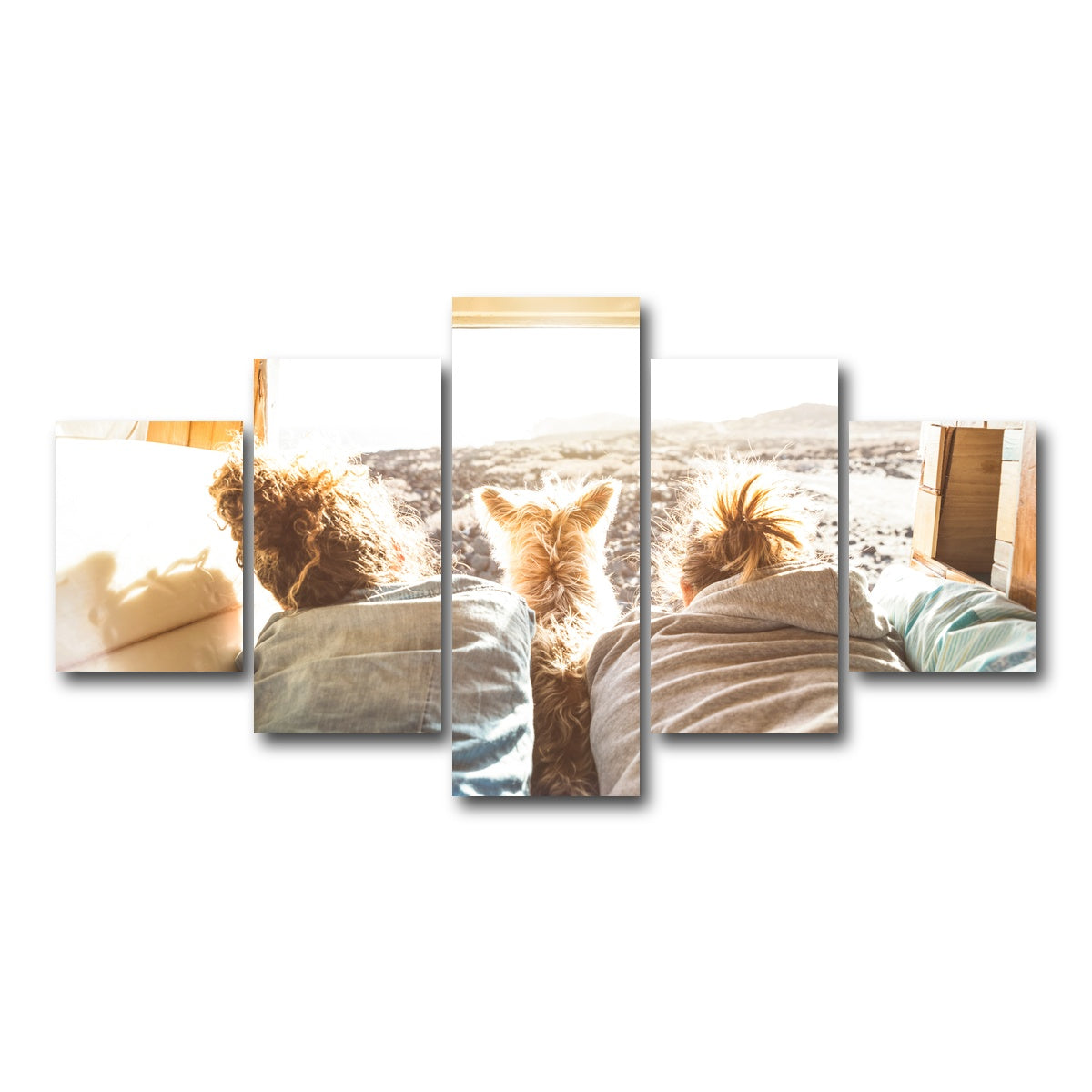 AUTO-MOCKUP WHITE | Hipster couple with cute dog | 5 Piece | Gallery Wrap Canvas | group=5_short