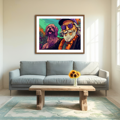 AUTO-MOCKUP ROOM | Hipster Grandpa and Dog Wall Art