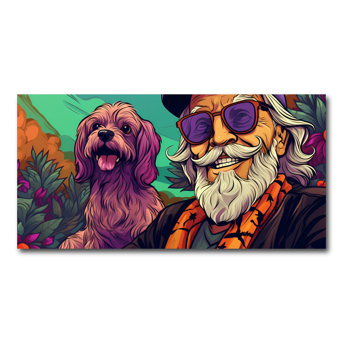 AUTO-MOCKUP WHITE | Hipster grandpa and Dog | 1 Piece | Gallery Wrap Canvas | group=2x1