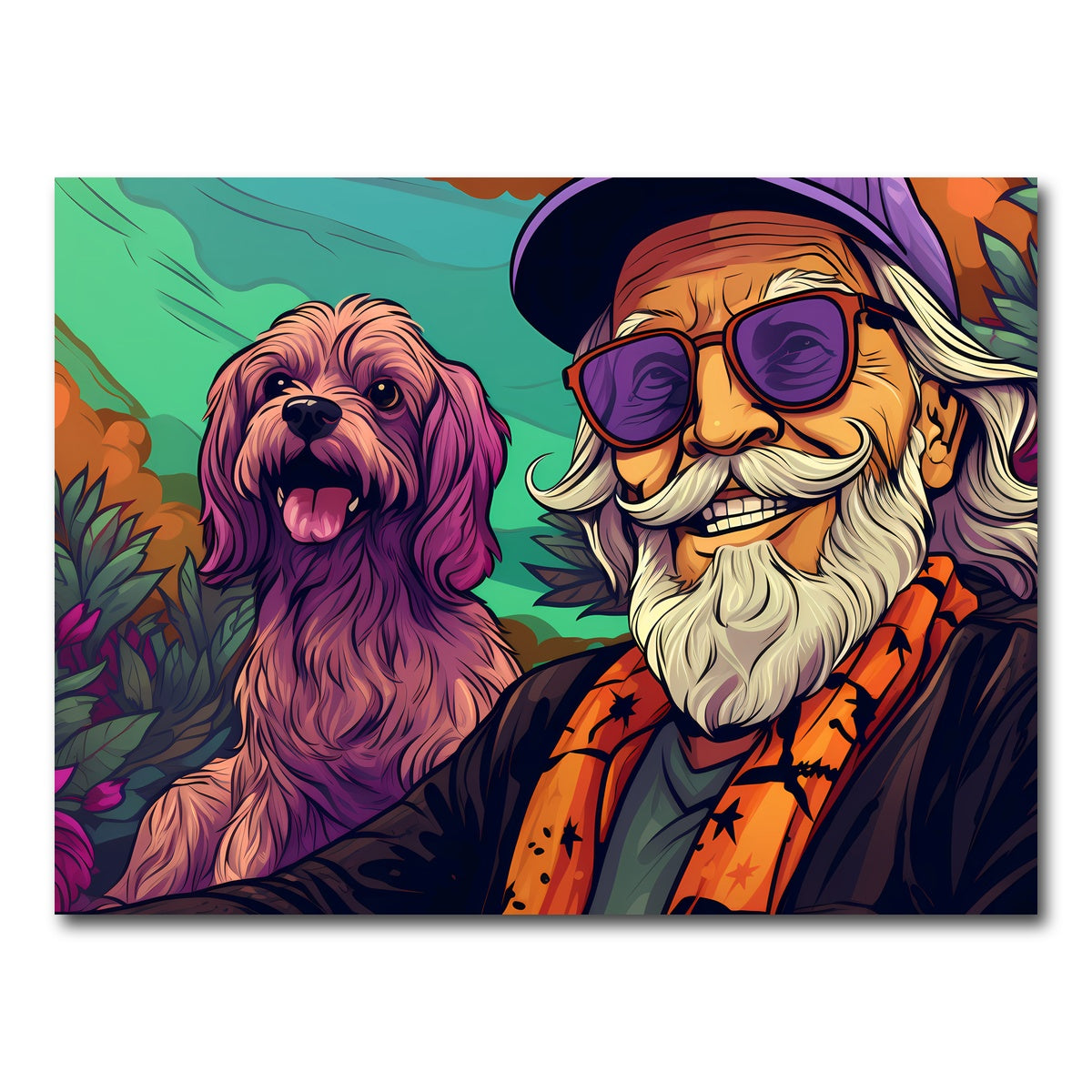 AUTO-MOCKUP WHITE | Hipster grandpa and Dog | 1 Piece | Gallery Wrap Canvas | group=4x3