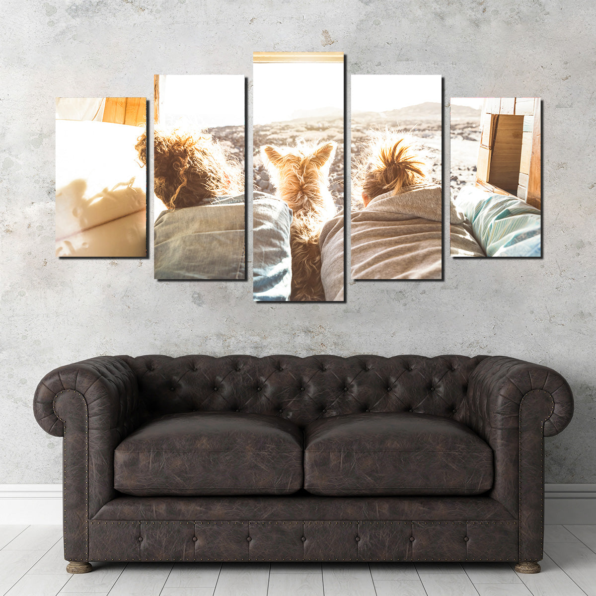 Hipster Couple with Cute Dog Wall Art