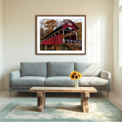 AUTO-MOCKUP ROOM | Historic Lower Humbert Covered Bridge Wall Art