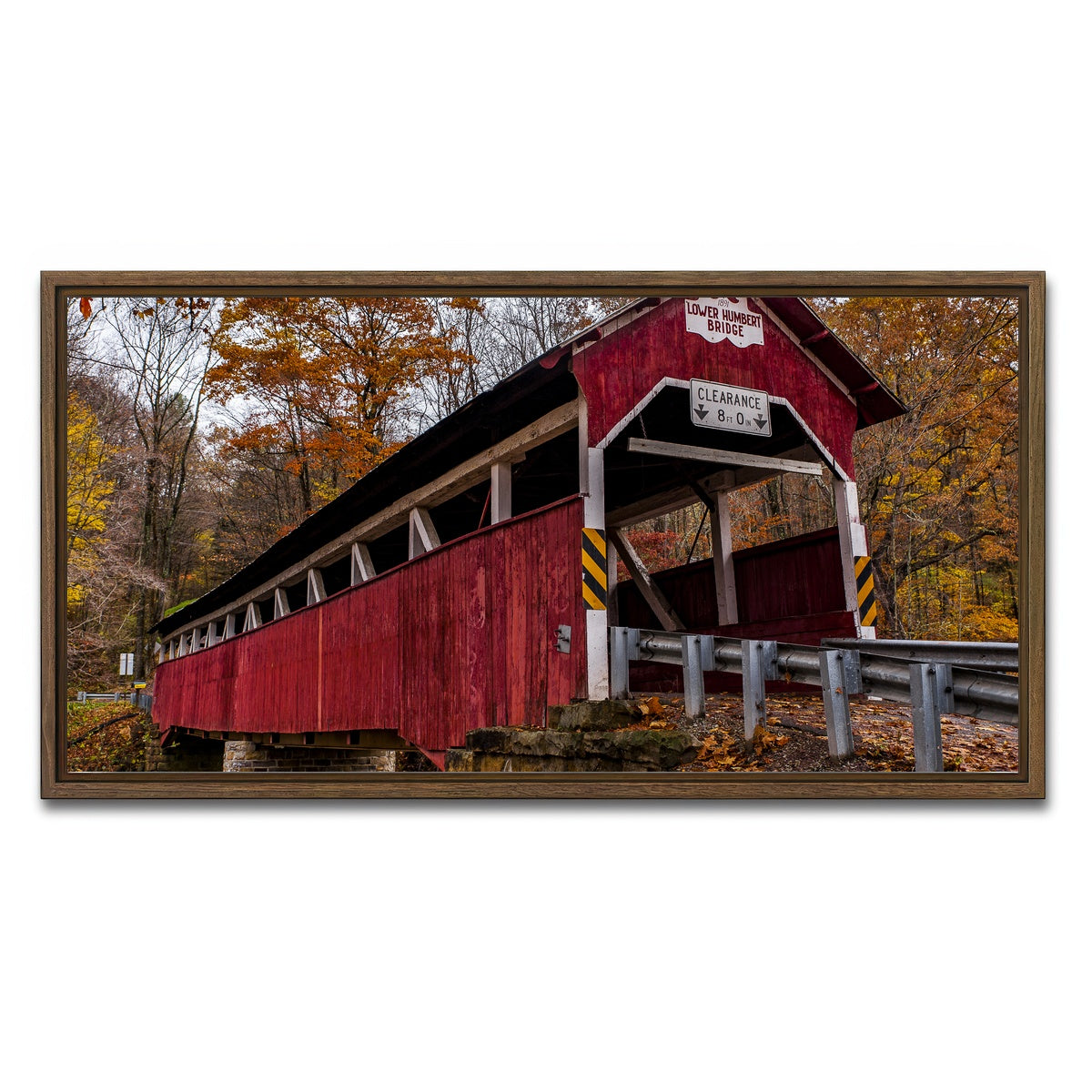 AUTO-MOCKUP WHITE | Historic Lower Humbert Covered Bridge | 1 Piece | Walnut Framed Canvas | group=2x1