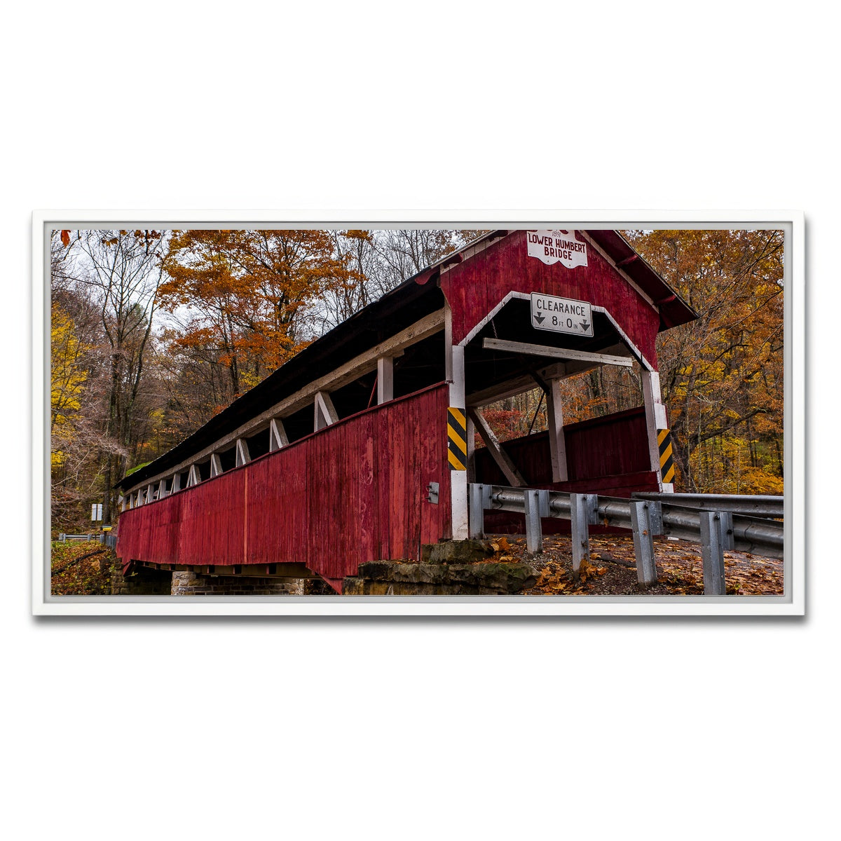AUTO-MOCKUP WHITE | Historic Lower Humbert Covered Bridge | 1 Piece | White Framed Canvas | group=2x1