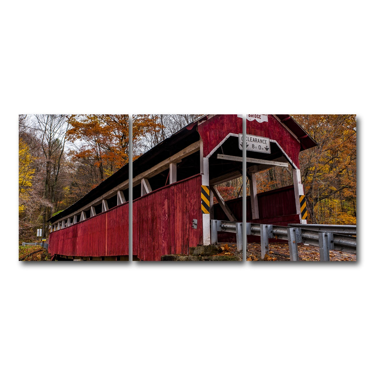 AUTO-MOCKUP WHITE | Historic Lower Humbert Covered Bridge | 3 Piece | Gallery Wrap Canvas | group=18x24