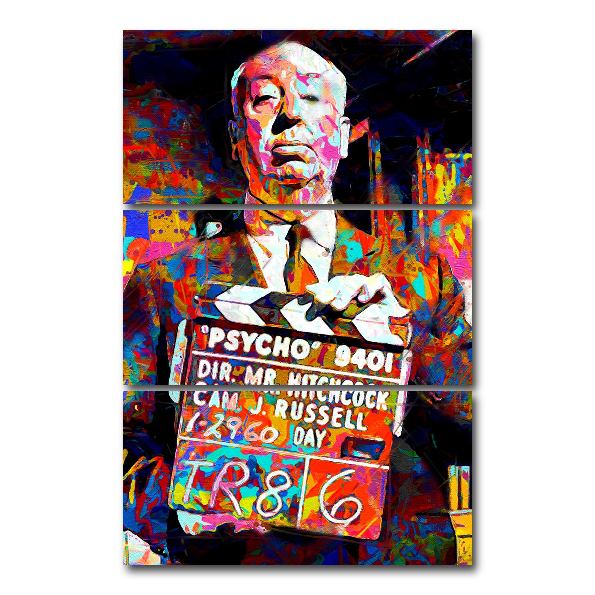 AUTO-MOCKUP WHITE | Hitchcock Action! | 3 Piece | Gallery Wrap Canvas | group=12x24_stacked