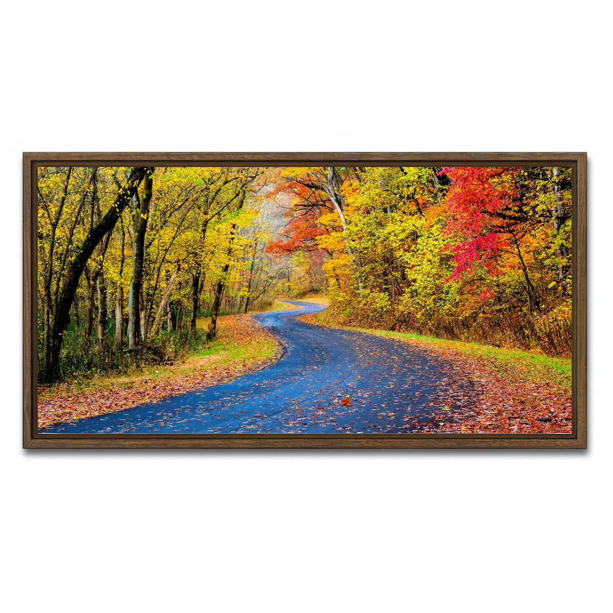 AUTO-MOCKUP WHITE | Hocking Hills fall foliage | 1 Piece | Walnut Framed Canvas | group=2x1