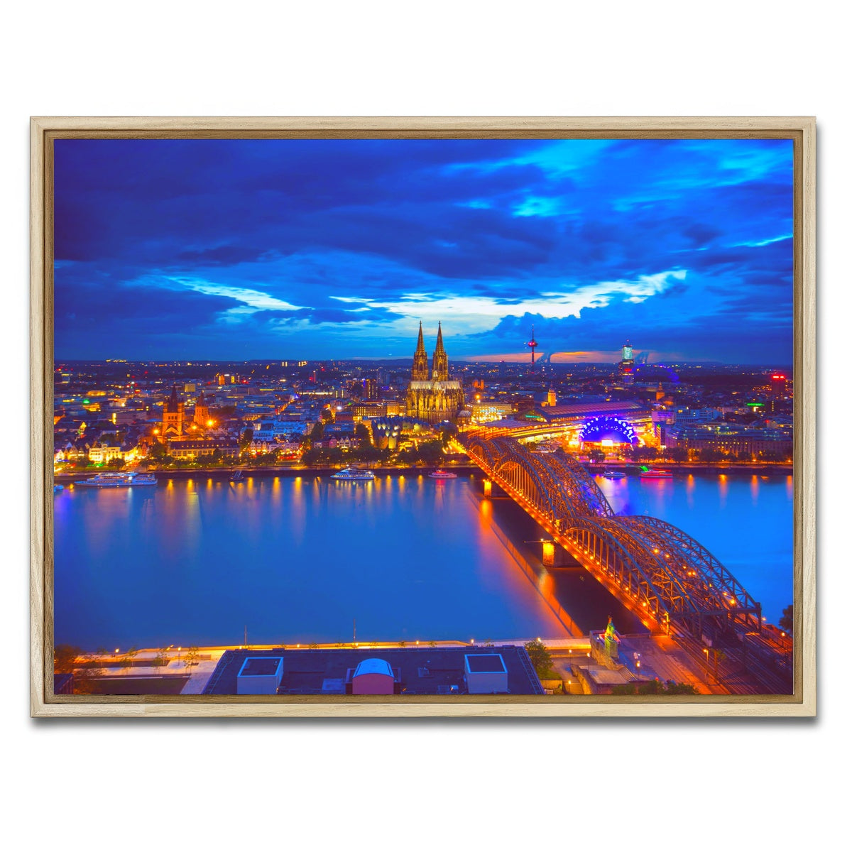 AUTO-MOCKUP WHITE | Hohenzollern Bridge Germany | 1 Piece | Natural Framed Canvas | group=4x3