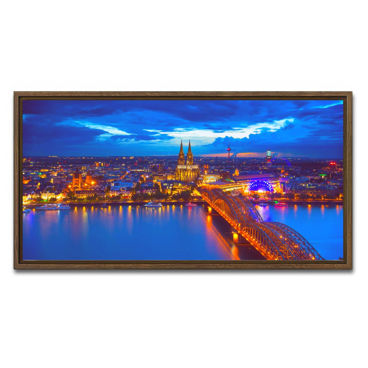 AUTO-MOCKUP WHITE | Hohenzollern Bridge Germany | 1 Piece | Walnut Framed Canvas | group=2x1