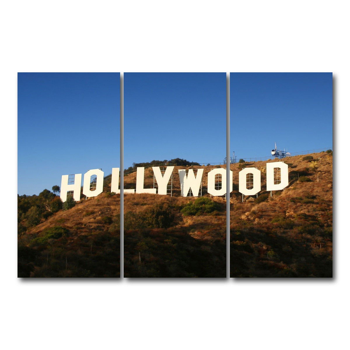 AUTO-MOCKUP WHITE | Hollywood Sign | 3 Piece | Gallery Wrap Canvas | group=12x24