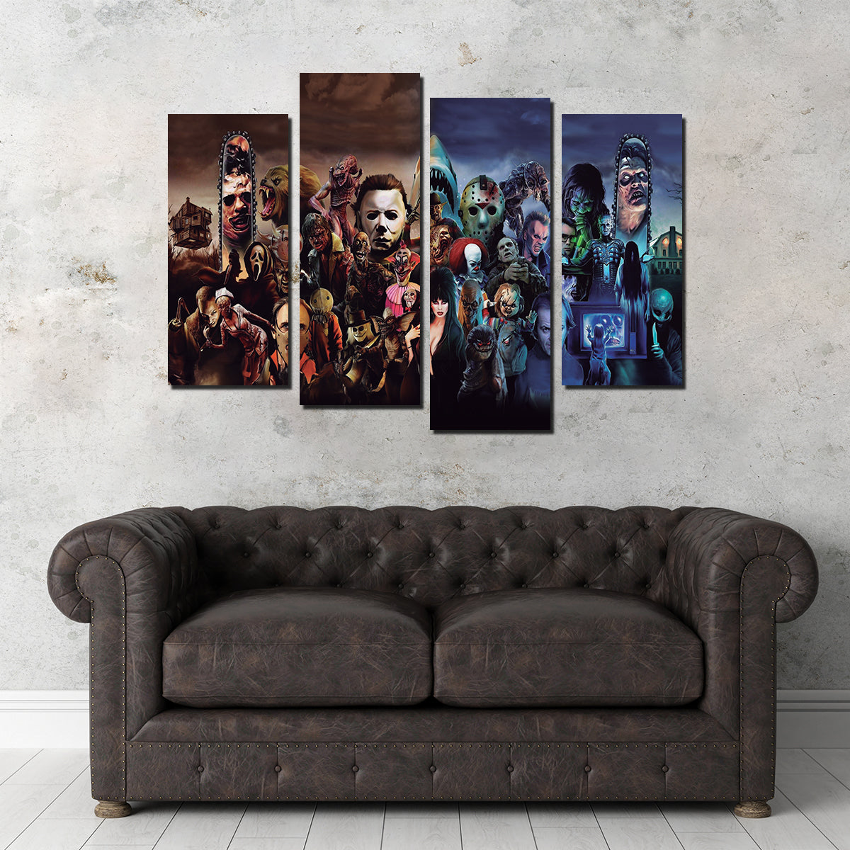 Four killer horror movies custom art offers pieces on black frames