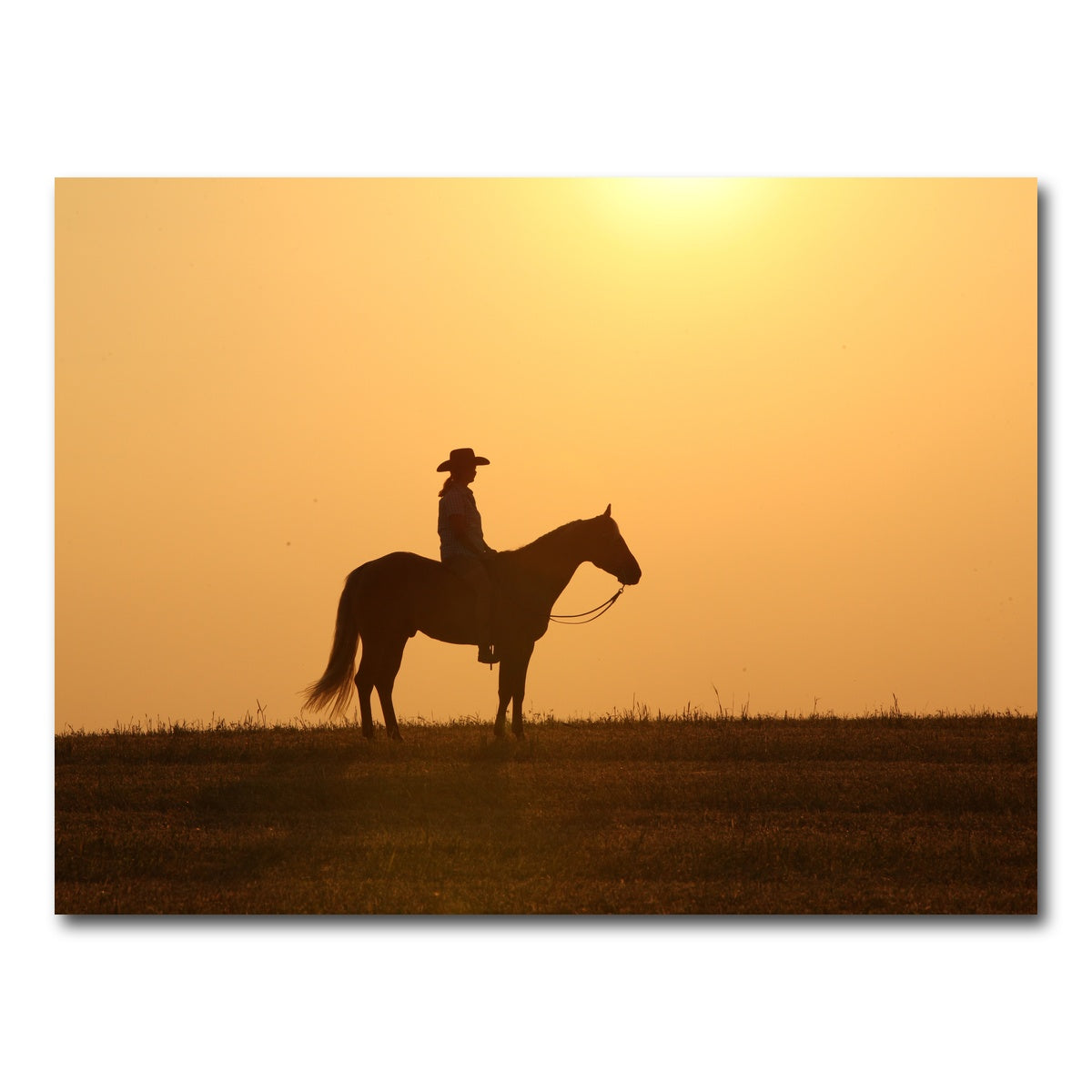 AUTO-MOCKUP WHITE | Horse & Cowboy at Sunset | 1 Piece | Gallery Wrap Canvas | group=4x3