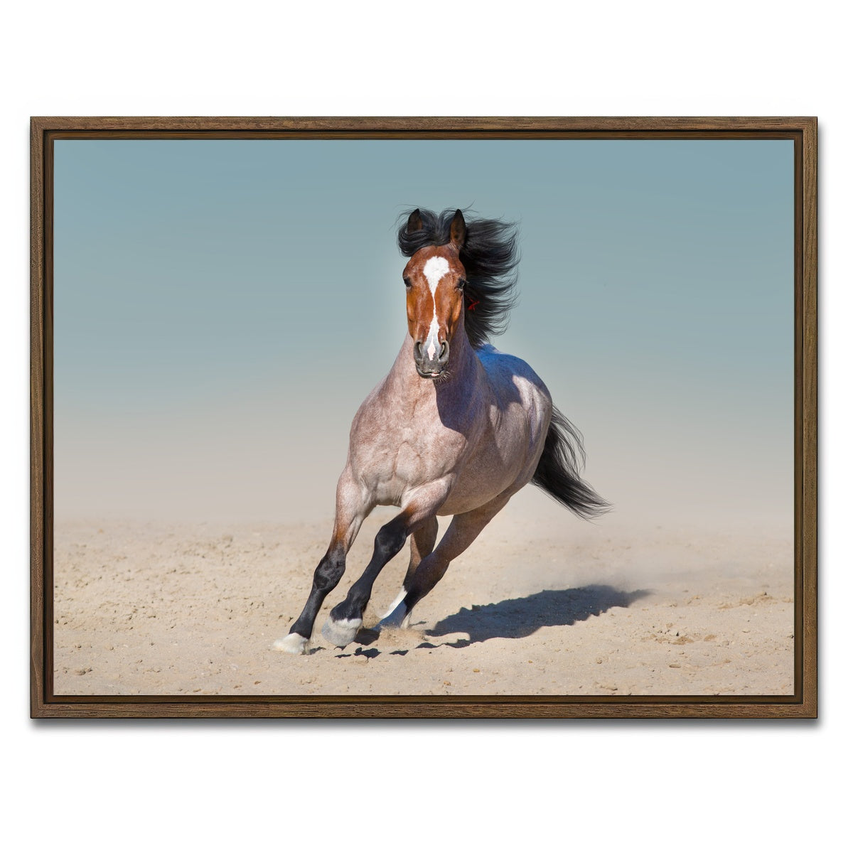 AUTO-MOCKUP WHITE | Horse Desert Run | 1 Piece | Walnut Framed Canvas | group=4x3