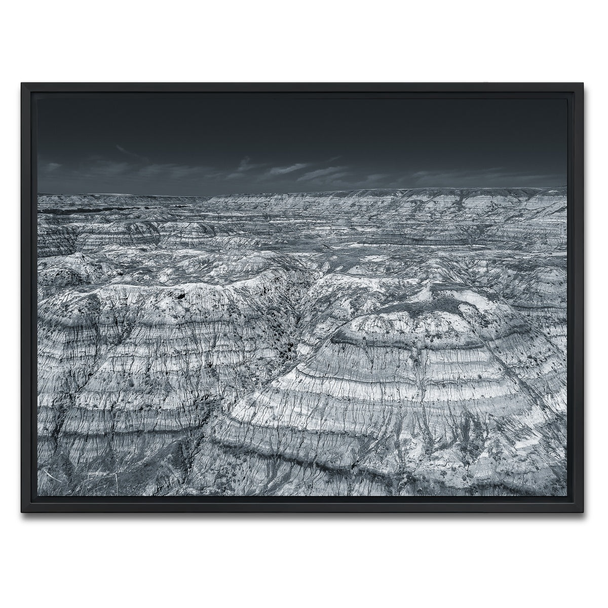 AUTO-MOCKUP WHITE | Horseshoe Canyon Alberta | 1 Piece | Black Framed Canvas | group=4x3