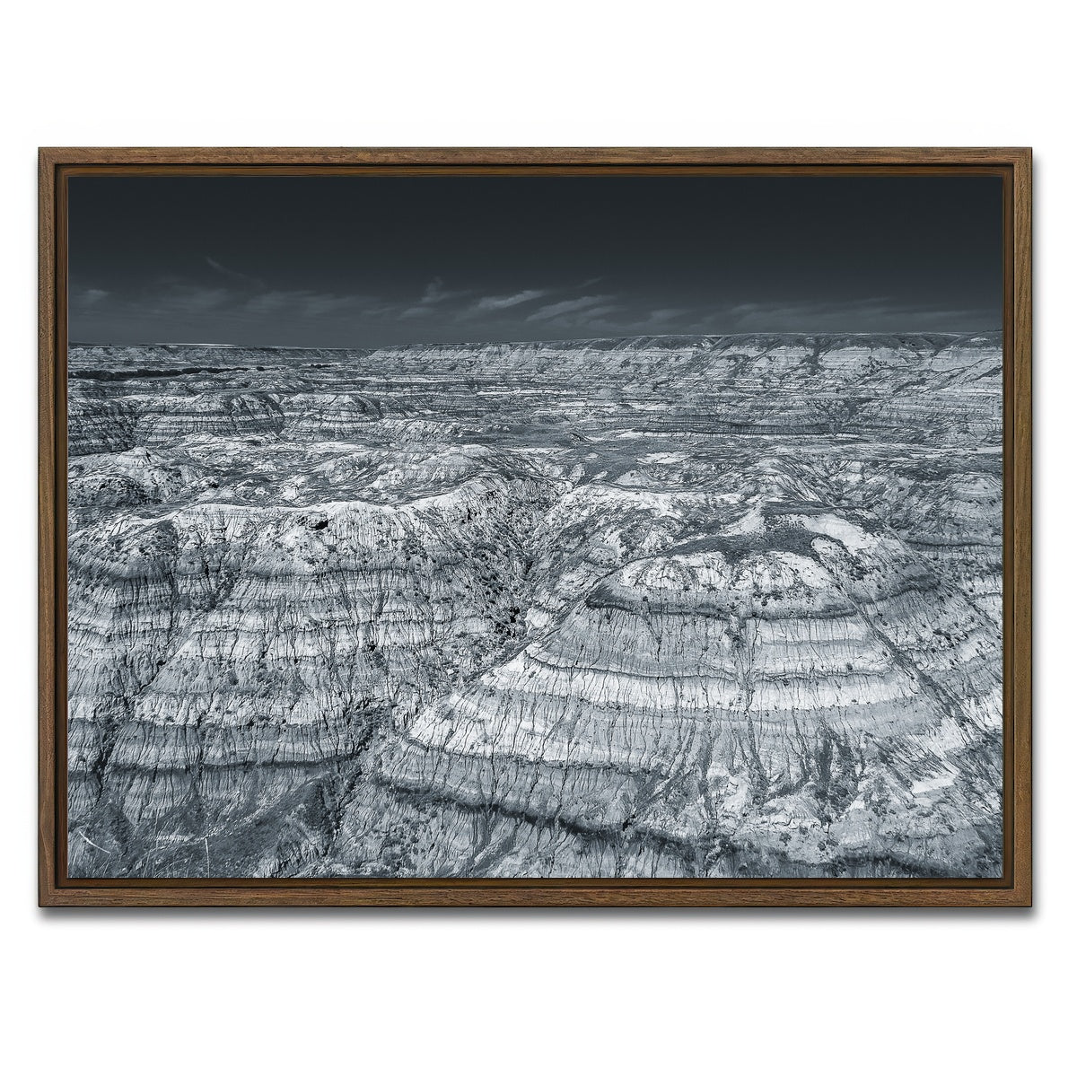 AUTO-MOCKUP WHITE | Horseshoe Canyon Alberta | 1 Piece | Walnut Framed Canvas | group=4x3