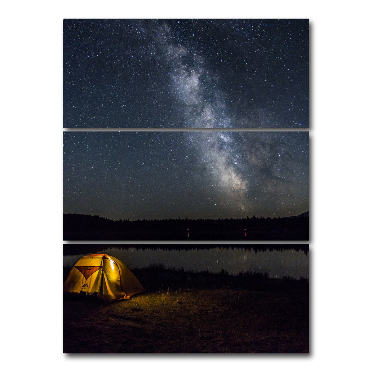 AUTO-MOCKUP WHITE | Horseshoe Lake Milky Way | 3 Piece | Gallery Wrap Canvas | group=8x18_stacked