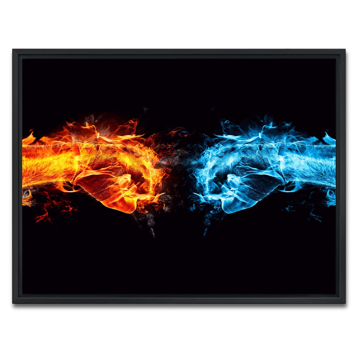 AUTO-MOCKUP WHITE | Hot Cold Fist Bump | 1 Piece | Black Framed Canvas | group=4x3